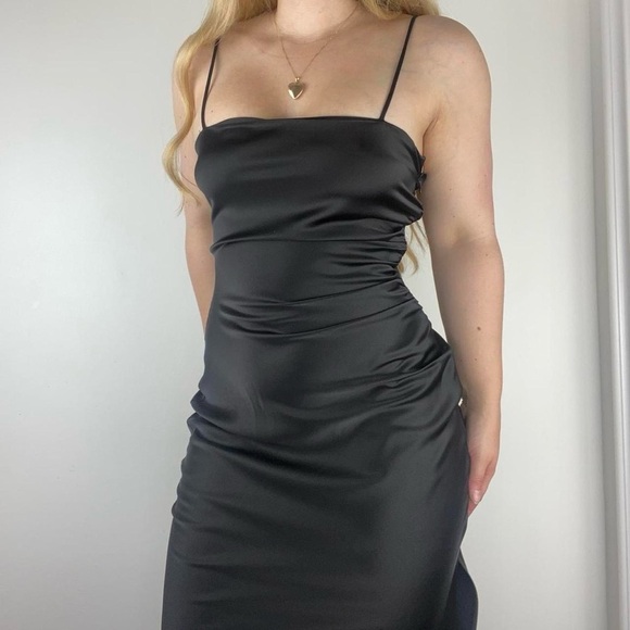 Zara Satin Slip Dress in Black Sz M LBD/ NYE✨ - Picture 4 of 16